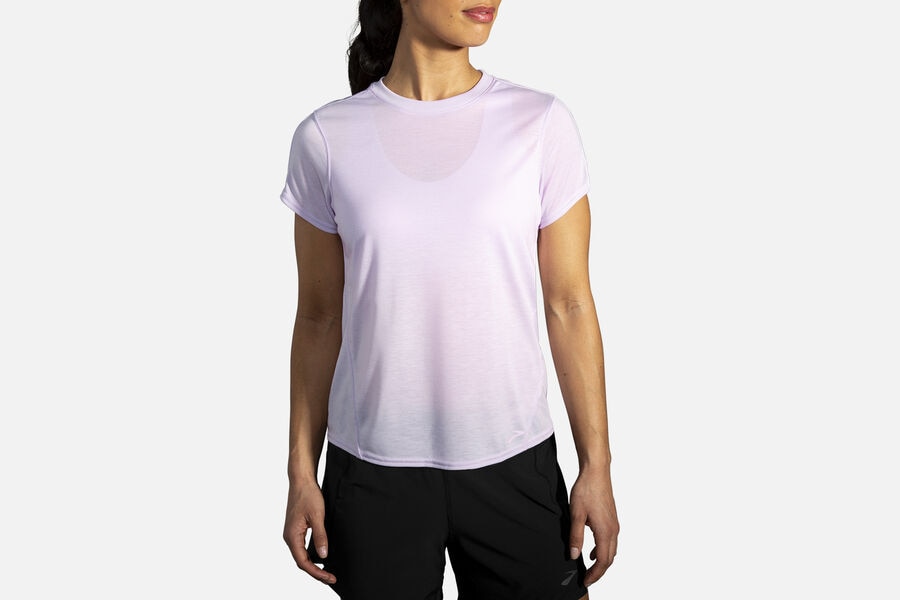 Womens Brooks Distance Sleeve Tops Heather Orchid Haze | 971024-NGX